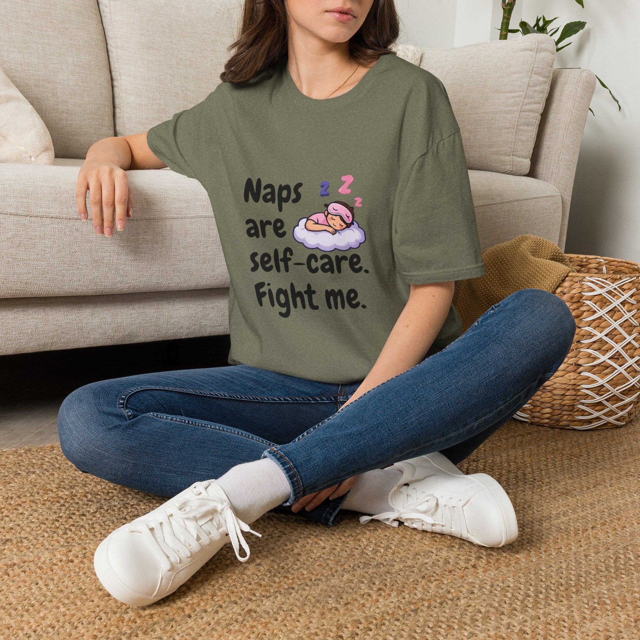Naps Are Self Care Fight Me TShirt Cute Sleeping Cloud Tee