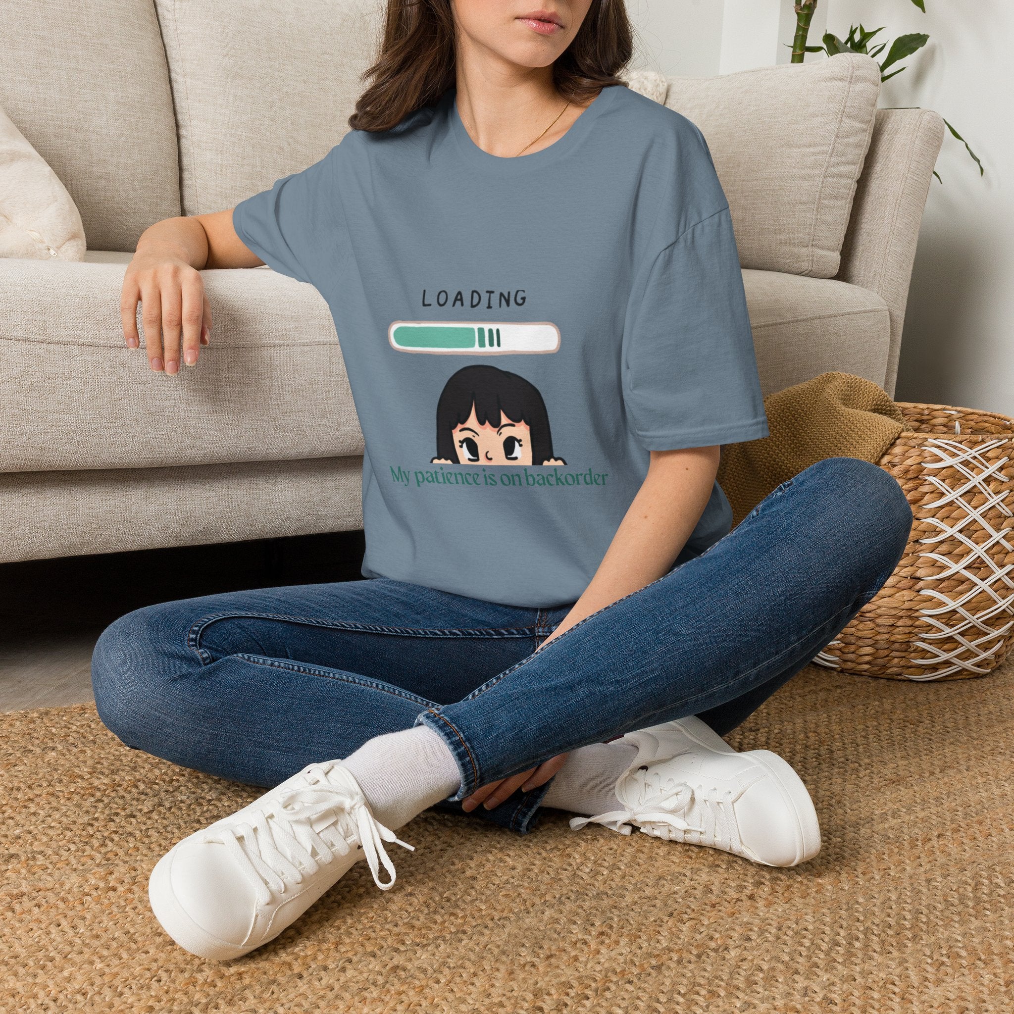 Loading Progress Graphic TShirt Cute Anime Girl Illustration