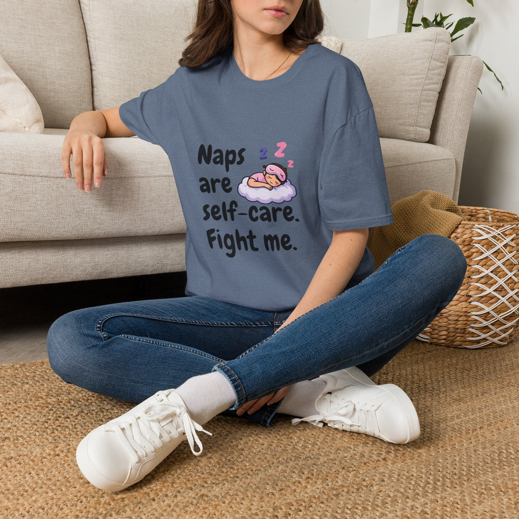 Naps Are Self Care Fight Me TShirt Cute Sleeping Cloud Tee