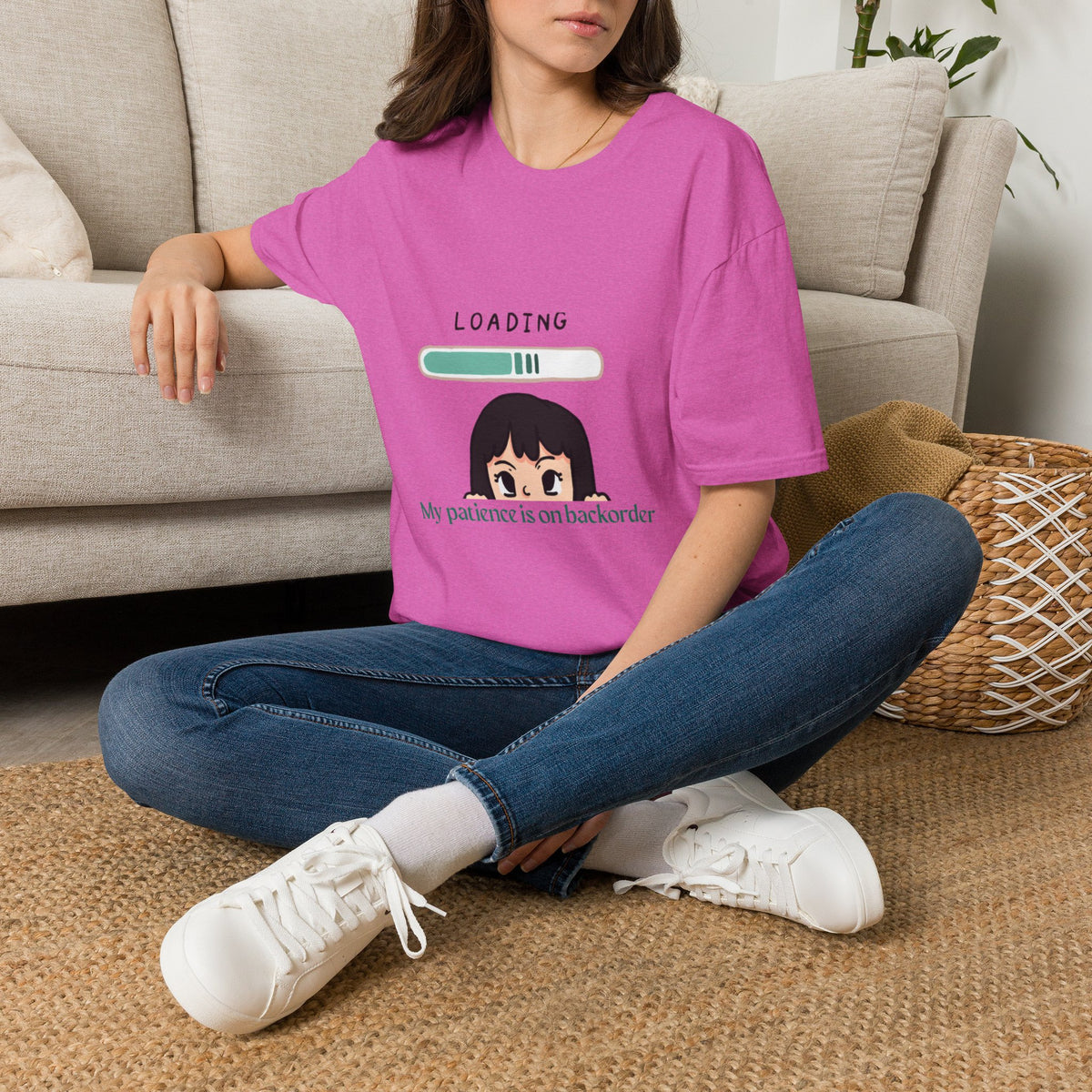 Loading Progress Graphic TShirt Cute Anime Girl Illustration