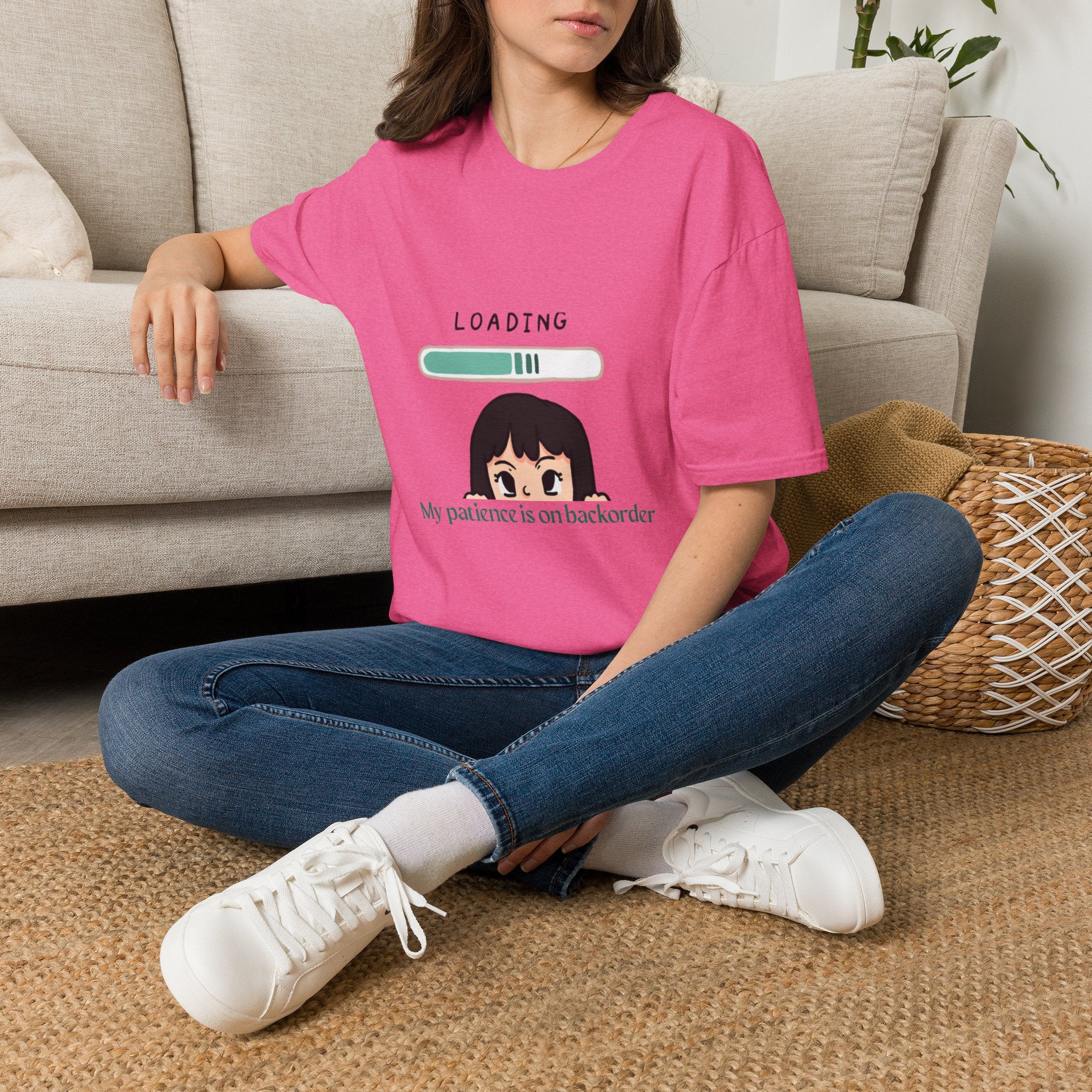 Loading Progress Graphic TShirt Cute Anime Girl Illustration