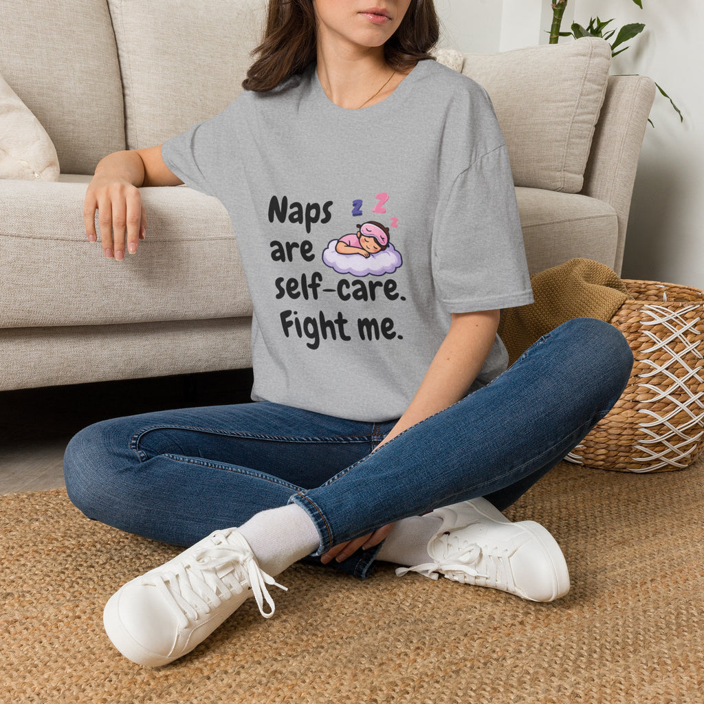 Naps Are Self Care Fight Me TShirt Cute Sleeping Cloud Tee