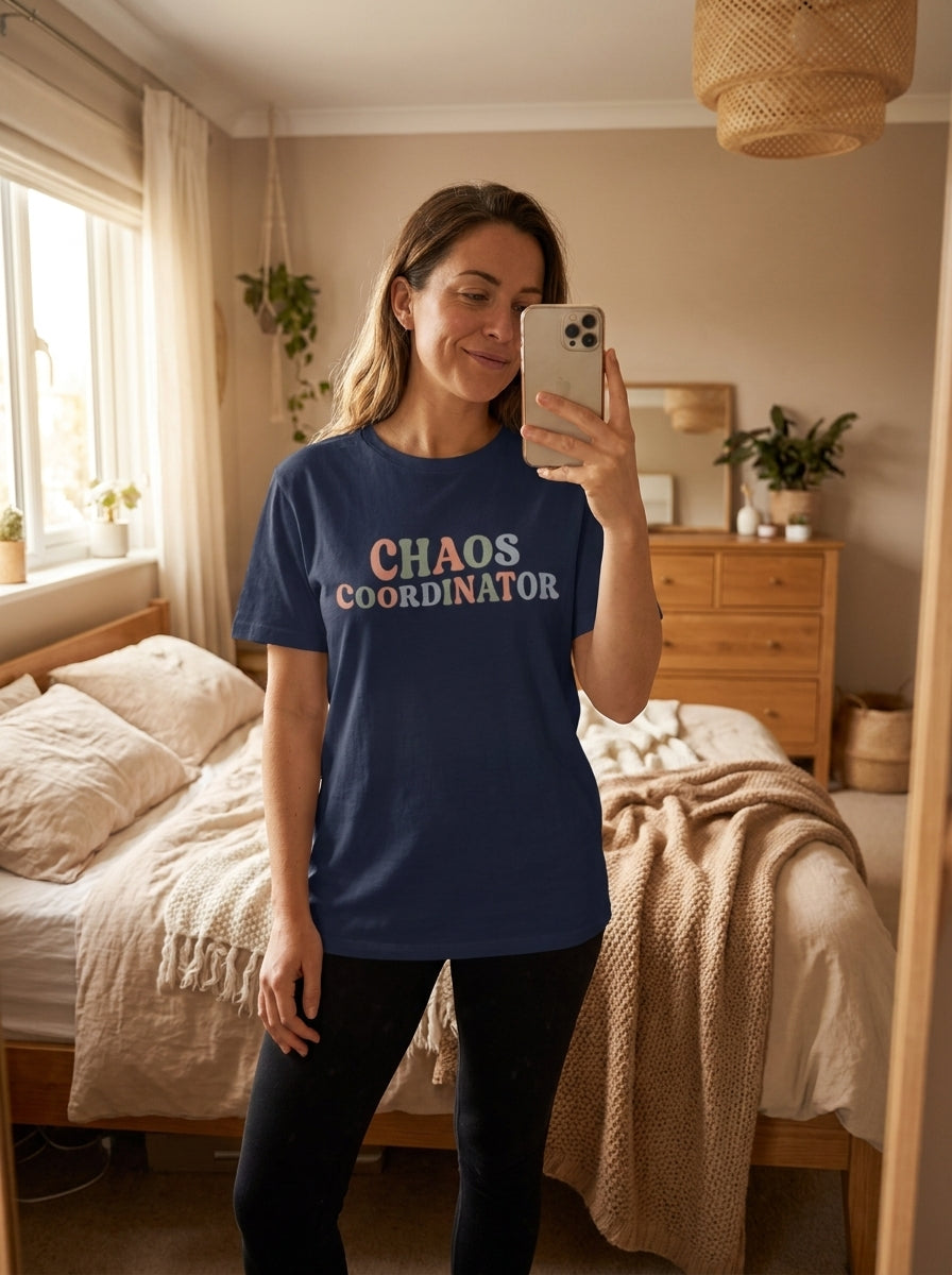 Chaos Coordinator T‑Shirt — Retro Rainbow Funny Mom / Teacher Tee