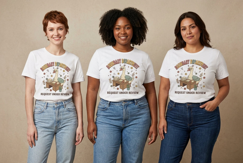 Boundary Department T-Shirt — 'Request Under Review' Cute Office Duck Graphic Tee