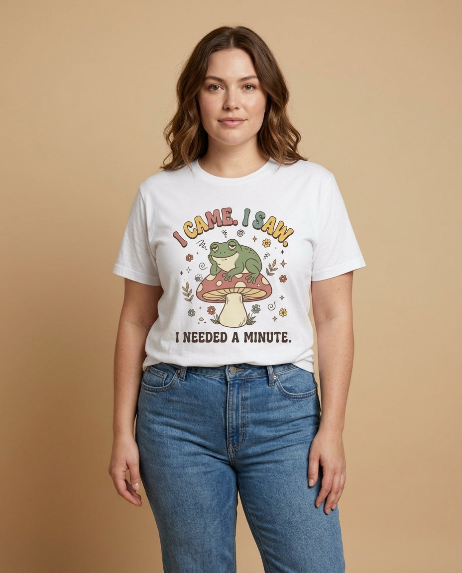 I Came, I Saw Frog T-Shirt — Cute Mushroom Frog Graphic Tee
