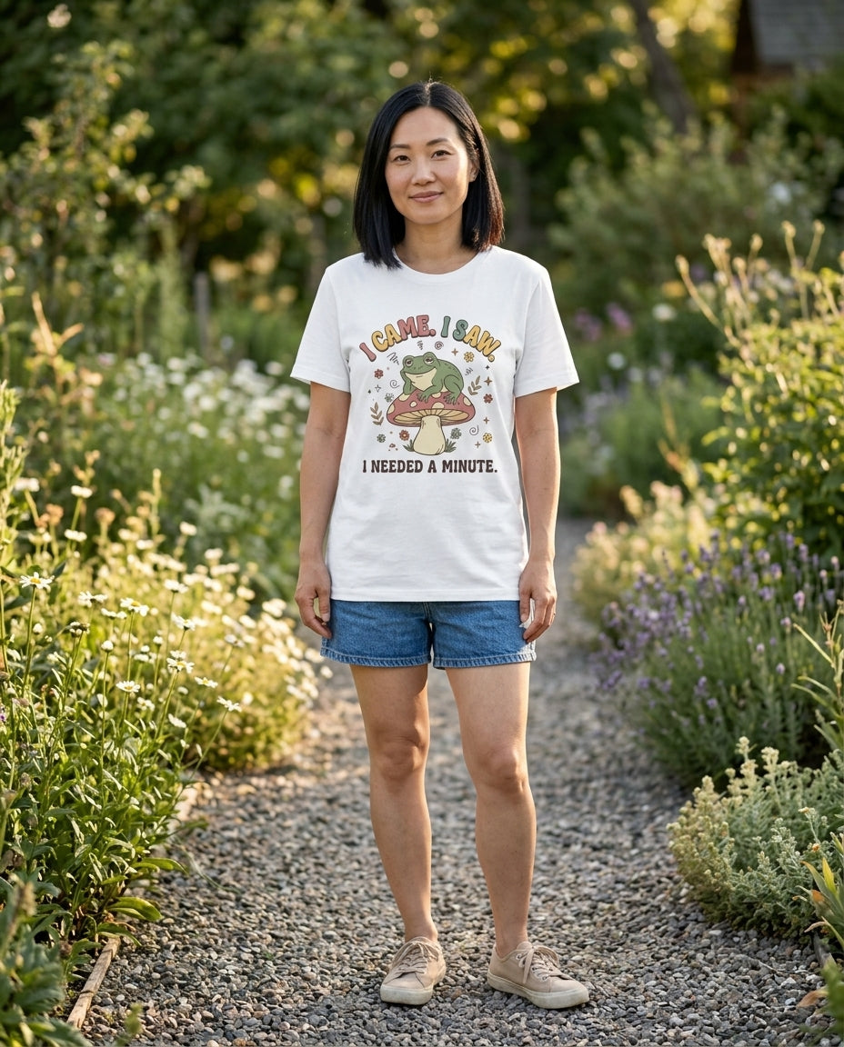 I Came, I Saw Frog T-Shirt — Cute Mushroom Frog Graphic Tee