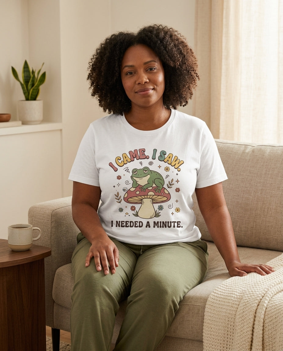 I Came, I Saw Frog T-Shirt — Cute Mushroom Frog Graphic Tee