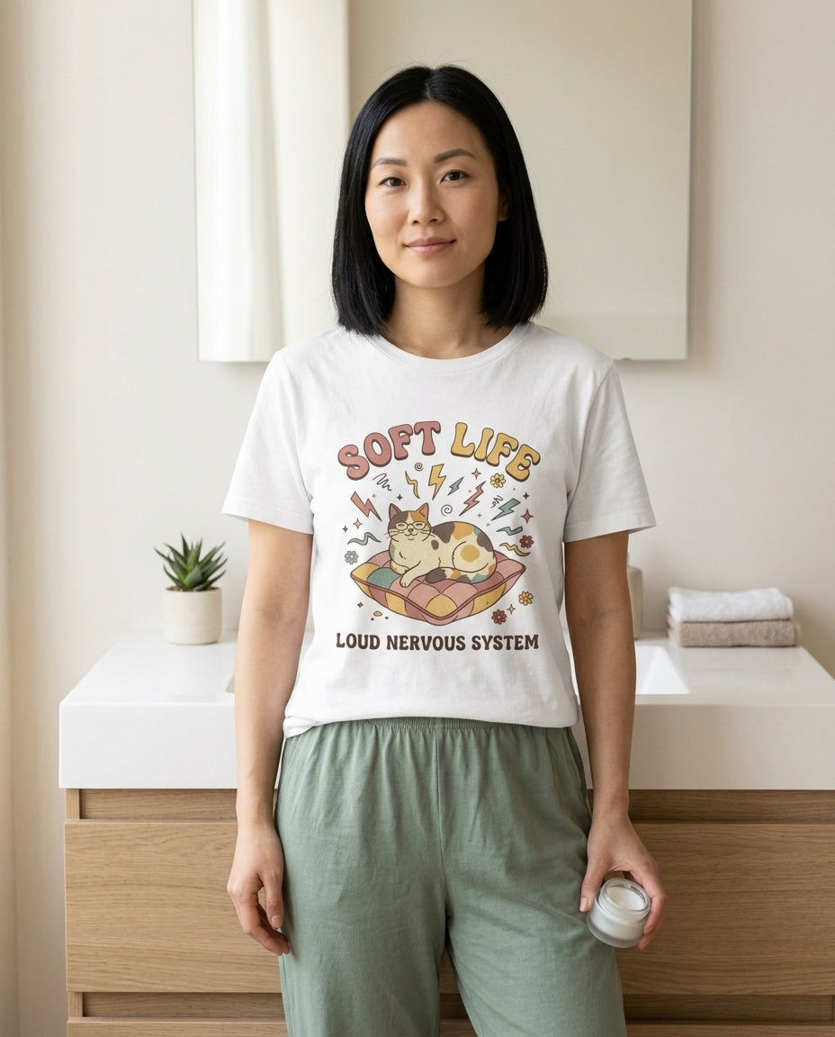 Soft Life Cat T-Shirt — 'Soft Life' Retro Cat Graphic Tee