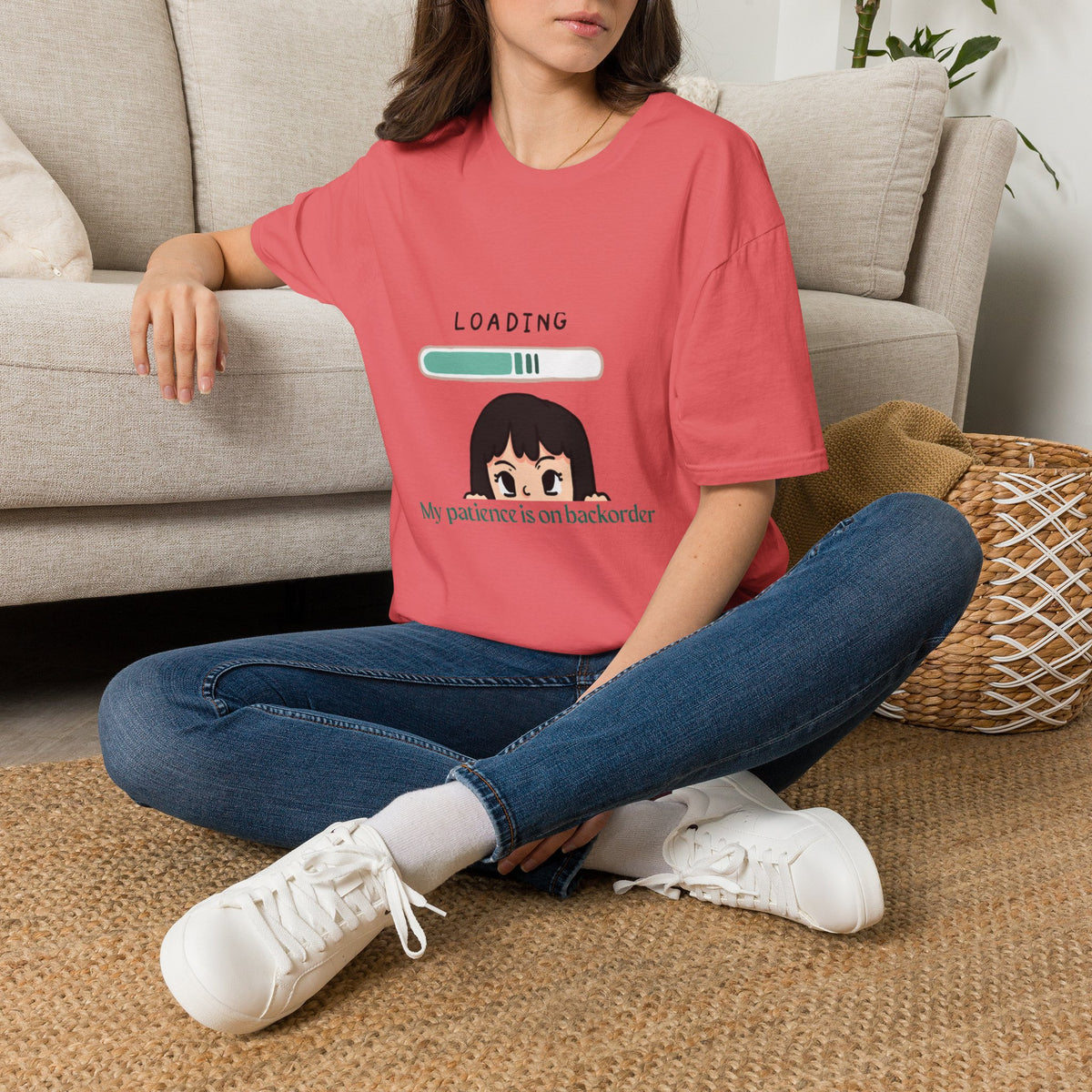 Loading Progress Graphic TShirt Cute Anime Girl Illustration