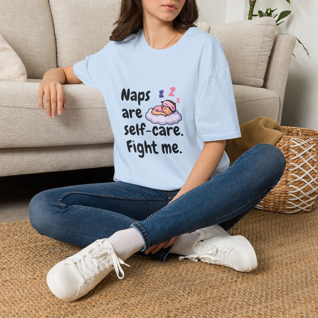 Naps Are Self Care Fight Me TShirt Cute Sleeping Cloud Tee