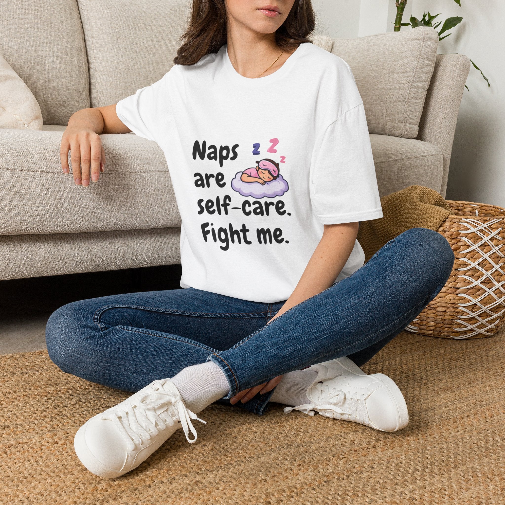 Naps Are Self Care Fight Me TShirt Cute Sleeping Cloud Tee