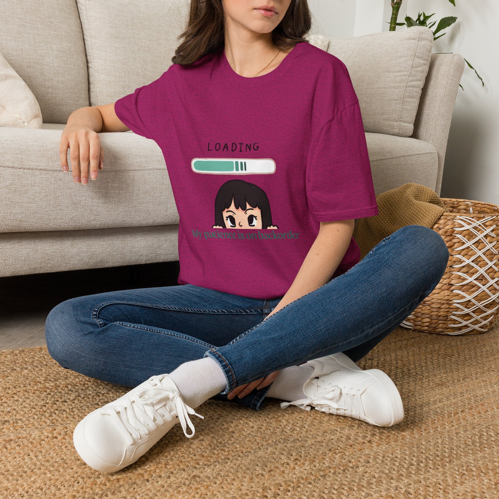 Loading Progress Graphic TShirt Cute Anime Girl Illustration